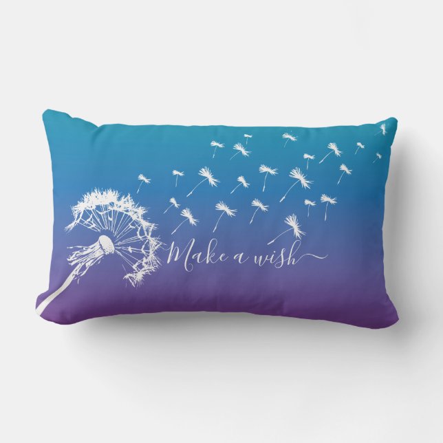 Coussin Rectangle Dandelion Whimsical faire un Ombre bleu violet sou (Recto)