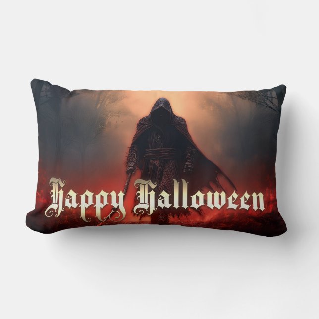 Coussin Rectangle Dans l'ombre de la Faucheuse - Halloween (Recto)