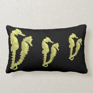 Coussin Rectangle Danse des hippocampes (jaune)