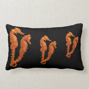 Coussin Rectangle Danse des hippocampes (oranges)