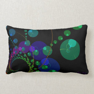 Coussin Rectangle Danse des sphères II - violet et turquoise