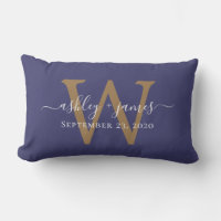 Date de mariage Monogramme doré Bleu marine
