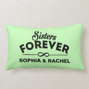 Coussin Rectangle De soeurs vert fait sur commande pour toujours -