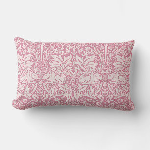 Coussin Rectangle Décor Art Forêt Oiseaux Lapins Roses