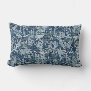 Coussin Rectangle Décor Camouflage Pixels numériques bleu marine