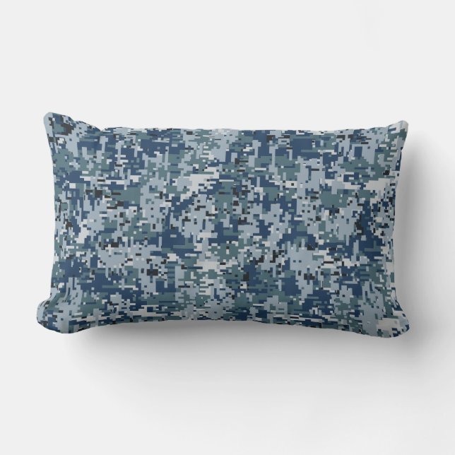 Coussin Rectangle Décor Camouflage Pixels numériques bleu marine (Recto)