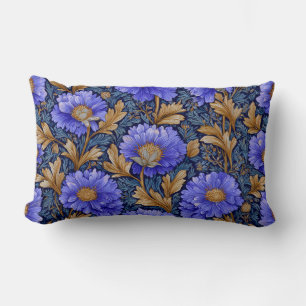 Coussin Rectangle Décor d'art bohème floral bleu marine violet