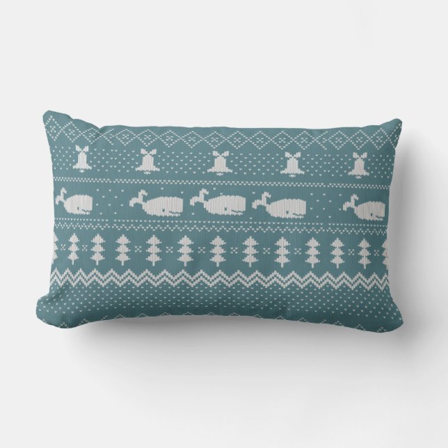 Coussin Rectangle Décor de baleine Motif à nappes de Noël (Recto)
