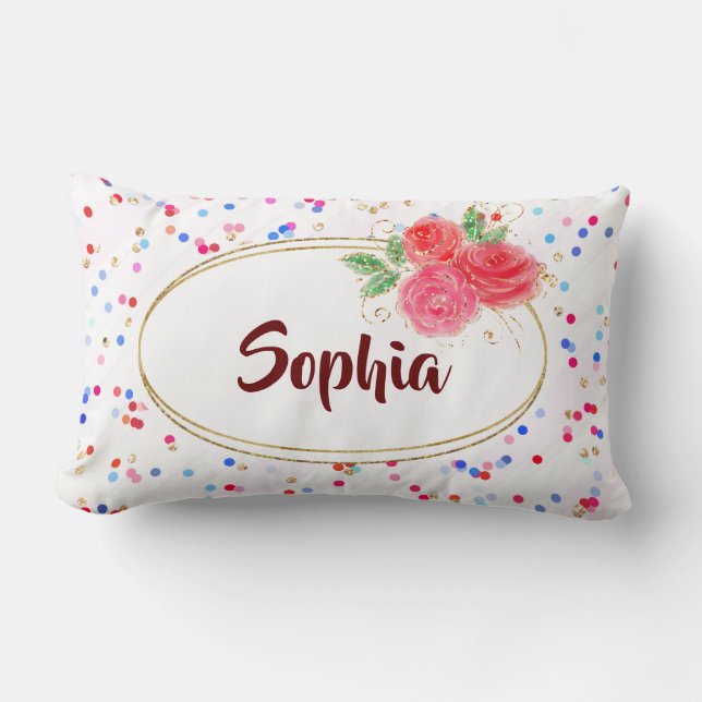 Coussin Rectangle Décor de chambre pour enfants personnalisé, fleur  (Recto)