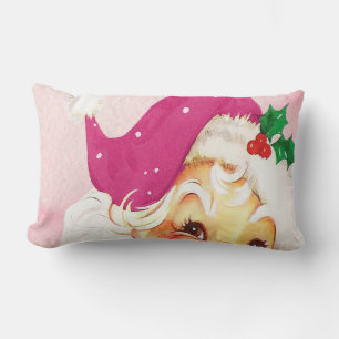 Coussin Rectangle Décor de Noël Père Noël rose