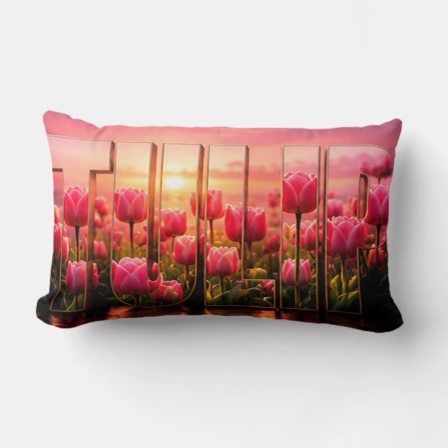 Coussin Rectangle Décor floral botanique de luxe aux tulipes (Recto)
