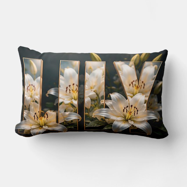 Coussin Rectangle Décor Floral Botanique de Luxe Lily (Recto)