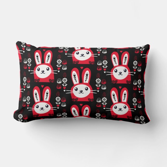 Coussin Rectangle Décor lapin au chocolat de Pâques (Recto)