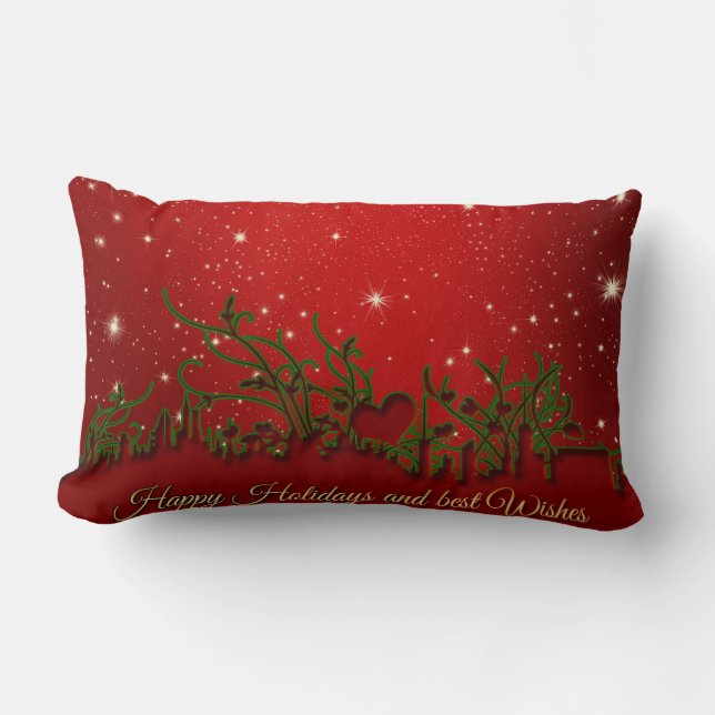 Coussin Rectangle Décor rouge de Noël (Recto)