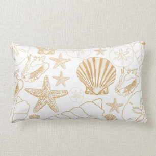 Coussin Rectangle Décor sur le thème de la plage Gold Sea Shell
