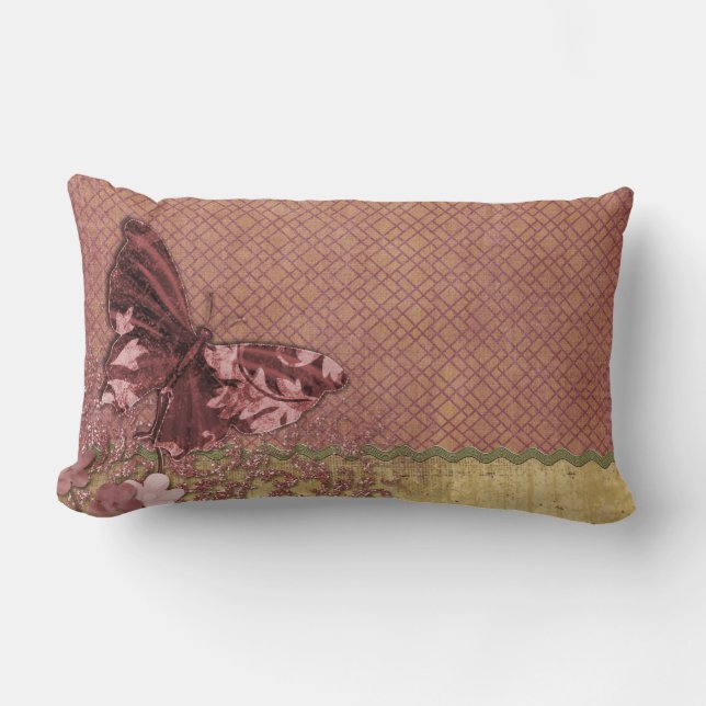 Coussin Rectangle Décor vintage papillon (Recto)