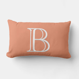 Coussin Rectangle Décoratif Monogramme Personnalisé Peach Sombre