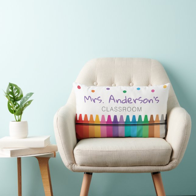 Coussin Rectangle Décoration de classe préscolaire crayon arc-en-cie (Chaise)