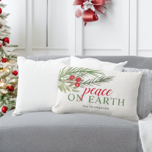 Coussin Rectangle Décoration de Noël festive de verdure pour Paix su
