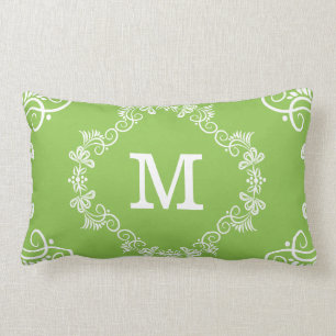Coussin Rectangle Décoration en blanc de chaux monogramme