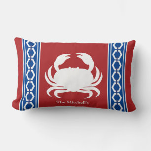Coussin Rectangle Décoration hexagonale en forme de crabe, thème côt