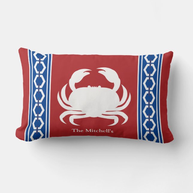 Coussin Rectangle Décoration hexagonale en forme de crabe, thème côt (Recto)
