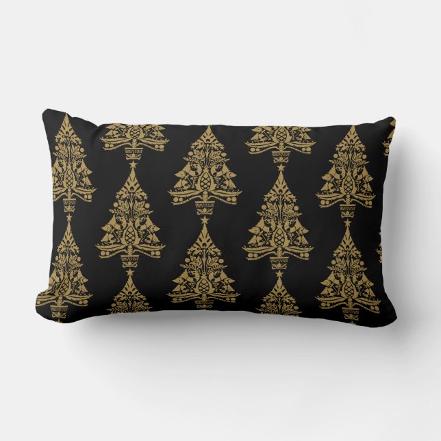 Coussin Rectangle Décorations scandinaves nordiques d'arbres de Noël (Recto)