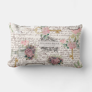 Coussin Rectangle Decorative modern Frenchy newspaper style Floral