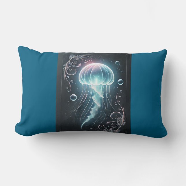 Coussin Rectangle "Deep Sea Elegance : Conception brillante de médus (Recto)