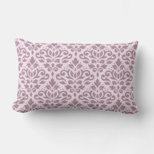 Coussin Rectangle Défiler Damask Big Motif Mauve sur rose