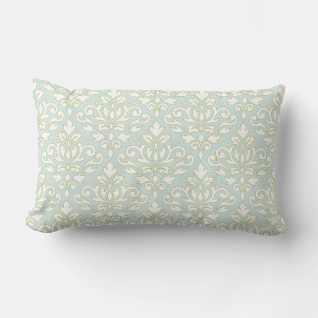 Coussin Rectangle Défiler Damask Ptn (contour) Wt Gld Lt Turquoise (Recto)