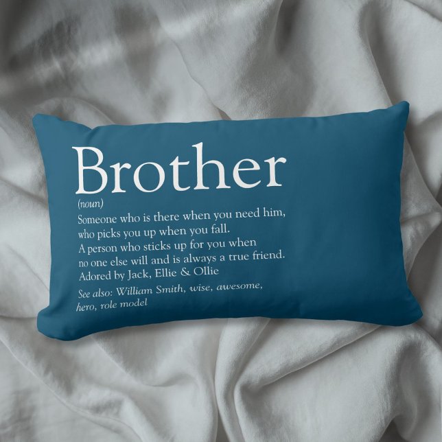 Coussin Rectangle Définition de frère moderne bleu cool le meilleur  (Fun Modern Blue Cool Best Ever Brother Definition Lumbar Pillow)