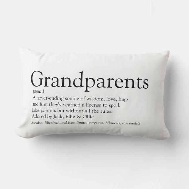 Coussin Rectangle Définition Grands-parents Noir et Blanc Amusant (Recto)