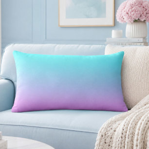 Coussin Rectangle Dégradé de couleurs de sirène violet rose aqua omb