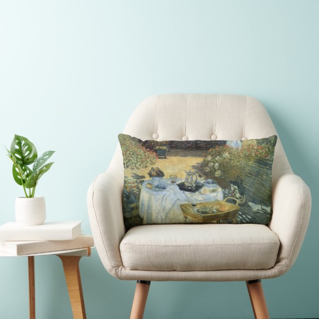 Coussin Rectangle Déjeuner par Claude Monet, Impressionnisme Vintage (Chaise)