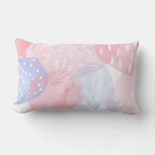 Coussin Rectangle Delicate Blush and Blue Abstract Watercolor Shapes
