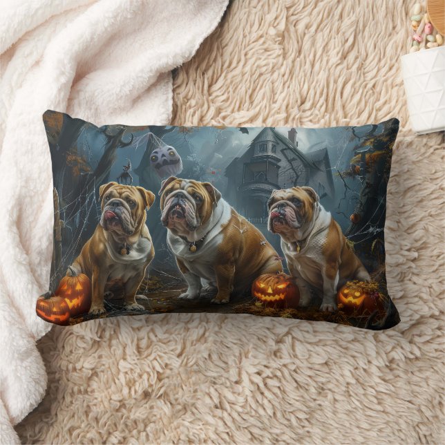 Coussin Rectangle Délice de chien de la nuit d'Halloween de Bulldog (Couverture)