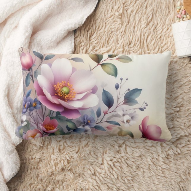 Coussin Rectangle Délice floral de fleurs de cerisier en aquarelle (Couverture)