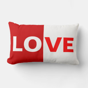 Coussin Rectangle Demi-rouge / Demi-blanc amour