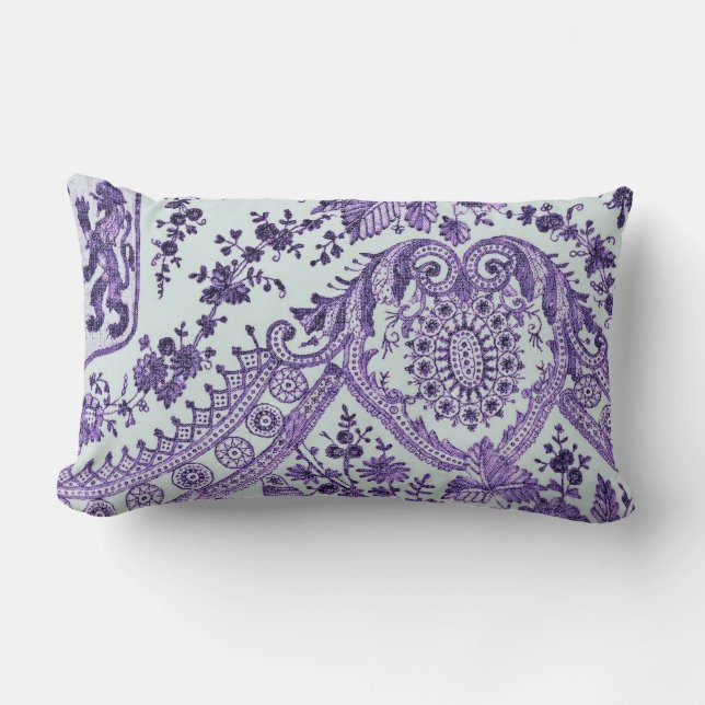 Coussin Rectangle Dentelle florale violette (Recto)