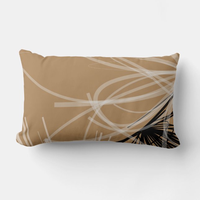 Coussin Rectangle Design abstrait moderne Tan & Black (Recto)