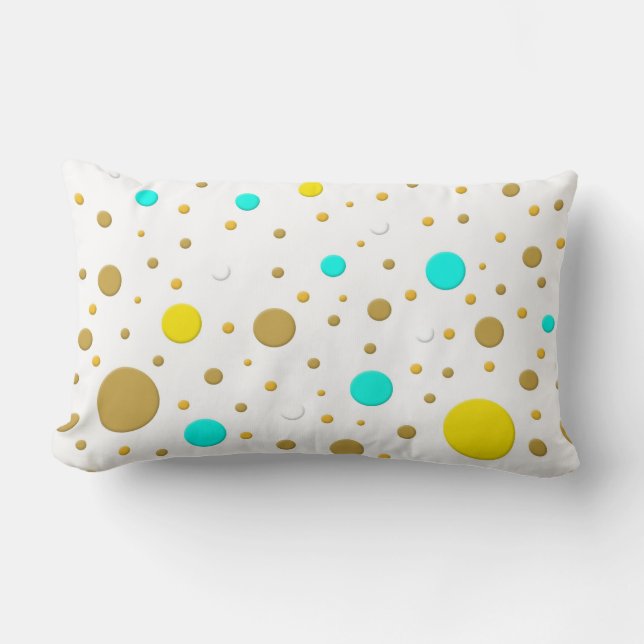 Coussin Rectangle Design Amusant Moderne Turquoise Jaune Blanc Or Po (Recto)