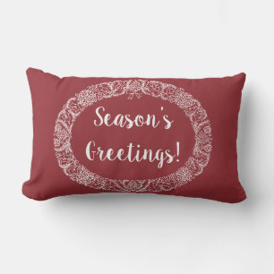 Coussin Rectangle Design chic de couronne de Noël blanc sur rouge pr