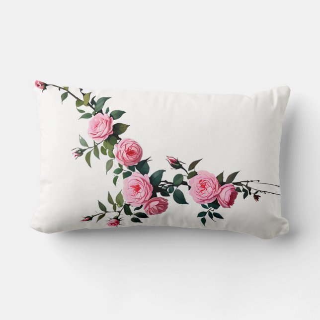 Coussin Rectangle Design élégant de la branche rose rose (Verso)