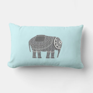 Coussin Rectangle Design élégant Gris Ornate Elephant