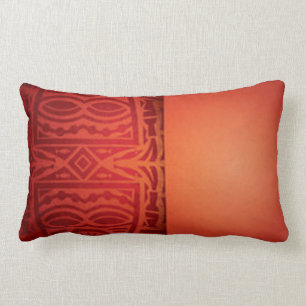 Coussin Rectangle Design Motif africain rouge et orange