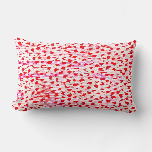 Coussin Rectangle design motif marrant rouge et blanc peint (Recto)