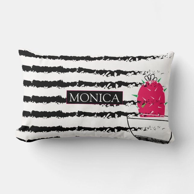 Coussin Rectangle Design motif rose Cactus (Recto)