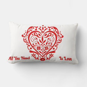 Coussin Rectangle Design personnalisé Red Fancy Heart