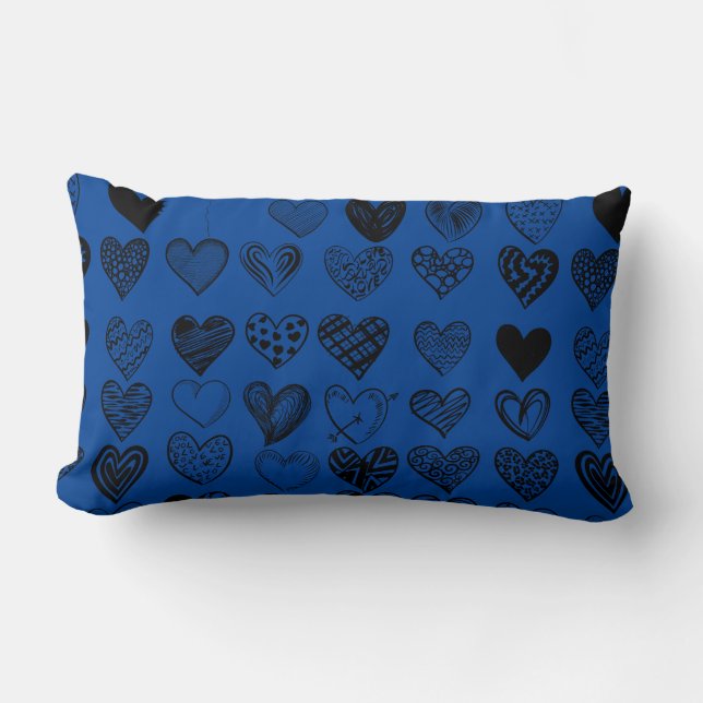 Coussin Rectangle Dessin adorable de Black Heart Scribble (Recto)